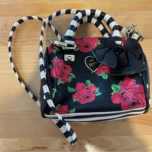 Betsey Johnson Black and Red Floral Mini Bag
